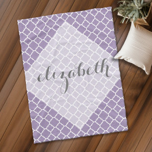 Cobertor De Velo Pastel Purple Cinza Quatrefoil Script Name