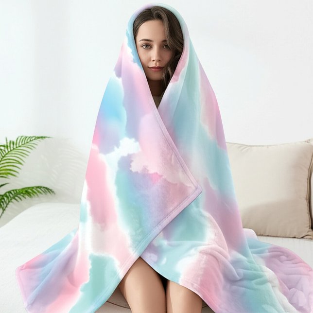 Cobertor De Velo Pastel Tie-Dye Nuvem Sonhadora Gradiente Suave  (Criador carregado)