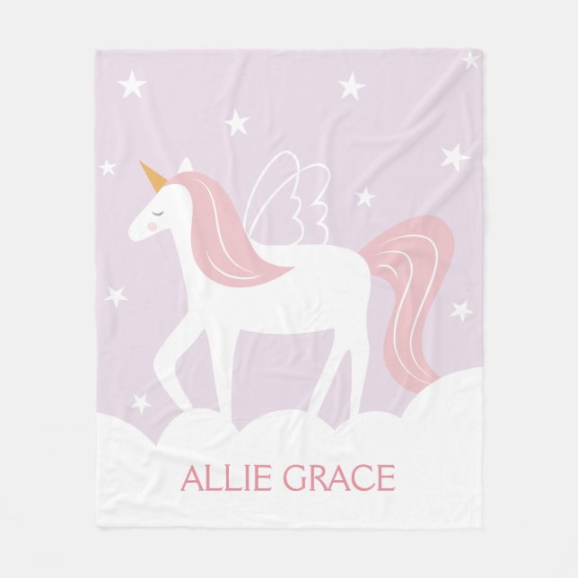 Cobertor De Velo Pastel Unicorn Fleece Blanket Personalizado (Frente)