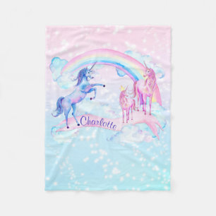 Cobertor De Velo Pastel Unicorn Personalizado Fleece Unicorn Blanke