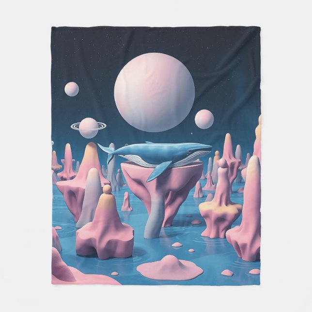 Cobertor De Velo Pastel Whale na Ilha Flutuante Dreamscape (Frente)