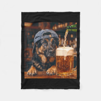 Cobertor De Velo Pastor Alemão Bebendo Cerveja Meme de Cachorro Eng