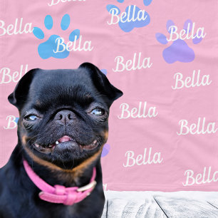 Cobertor De Velo Pata Imprime o Nome do Cão Feminino Personalizado