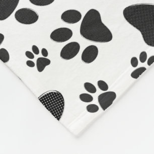 Cobertor De Velo Patas de Cachorro Preto e Branco com Bolinhas 
