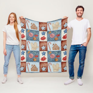 Cobertor De Velo Patchwork de Natal de Inverno Aconchegante