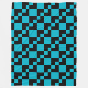 Cobertor De Velo Patchwork Domino - Black and Aqua Blue