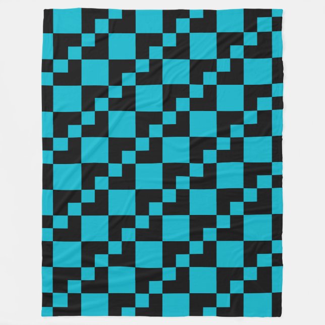 Cobertor De Velo Patchwork Domino - Black and Aqua Blue (Frente)