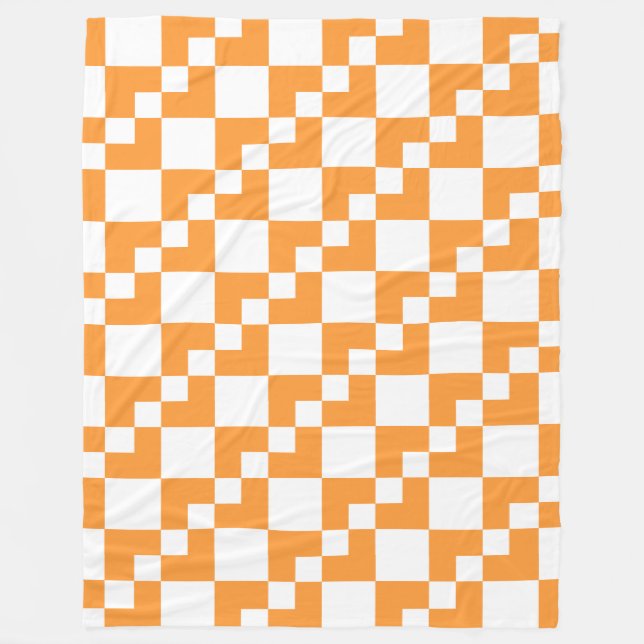 Cobertor De Velo Patchwork Domino - Laranja claro e branco (Frente)