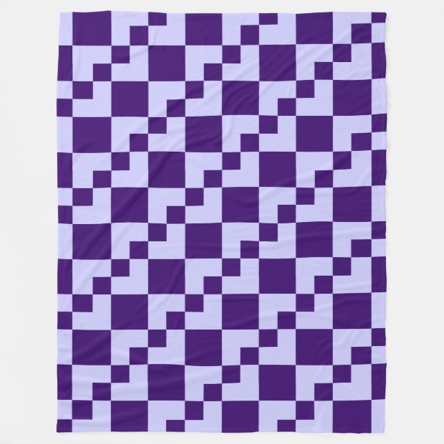 Cobertor De Velo Patchwork Domino - Pó Azul e Profundo Roxo (Frente)