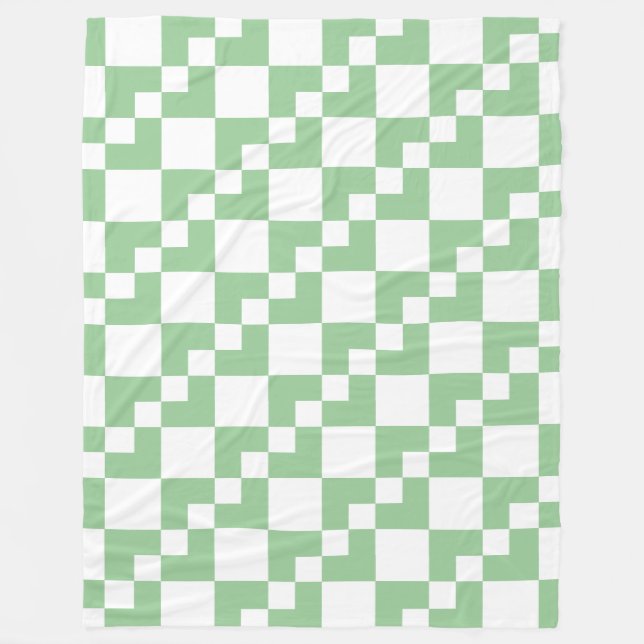 Cobertor De Velo Patchwork Domino - Verde esmaecido e branco (Frente)