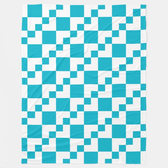 Cobertor De Velo Patchwork Domino - White e Aqua Blue (Frente)
