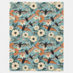 Cobertor De Velo Patchwork Floral Halloween Bats & Floween