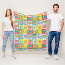 Cobertor De Velo Patchwork of Love Blossom and Hearts