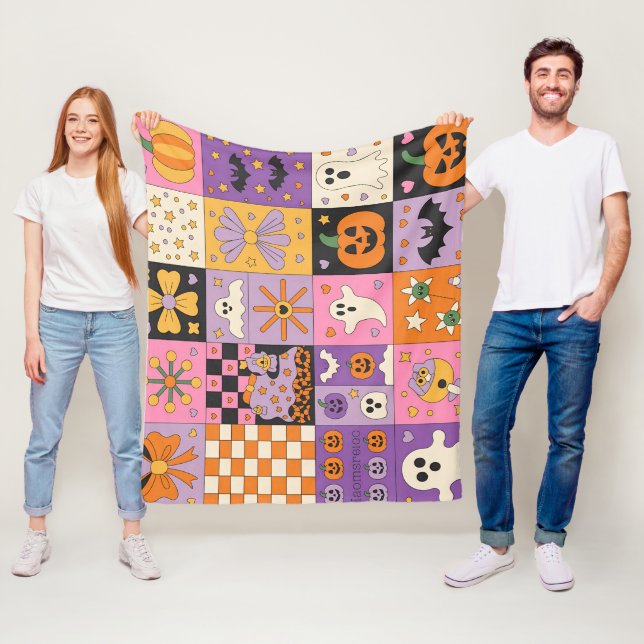 Cobertor De Velo Patchwork Patterno Halloween - Quadrados Festivos (In Situ)