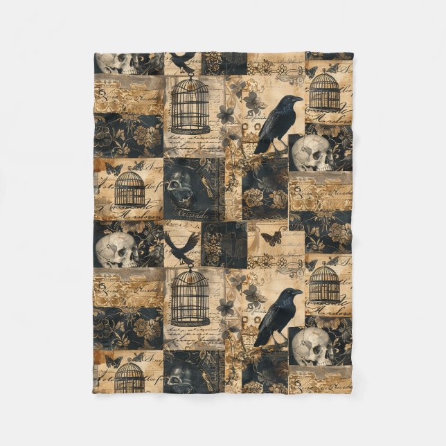 Cobertor De Velo Patchwork vitoriana do Halloween (Frente)