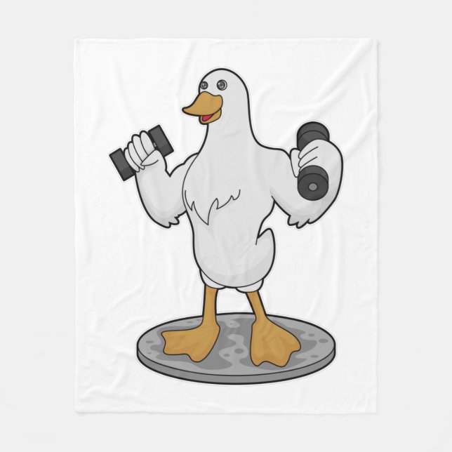 Cobertor De Velo Pato como Bodybuilder com Dumbbells (Frente)