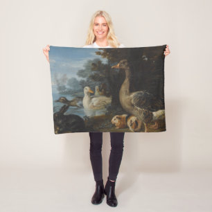 Cobertor De Velo Patos-Guiné e um coelho em uma Paisagem Wooded