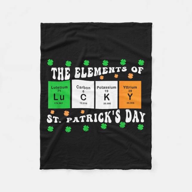 Cobertor De Velo Patricks Day Funny Elements Of Lucky Periodic Tabl (Frente)