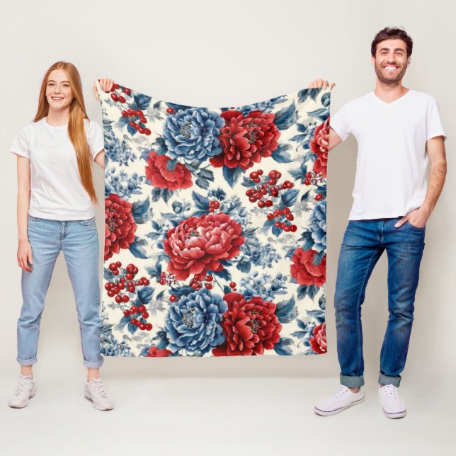 Cobertor De Velo Pátrio Vermelho Azul Branco Floral (7) (In Situ)