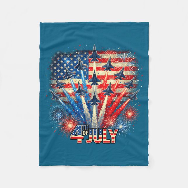 Cobertor De Velo Patriotic Usa Flag Fighter Jets Illustration (Frente)