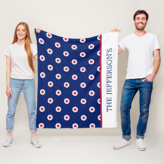 Cobertor De Velo Patriotic USA Stars Strike NAME Red White Blue