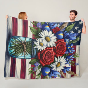 Cobertor De Velo Patriótico, floral Americano angustiado