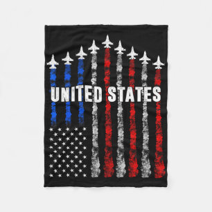Cobertor De Velo Patriótico Vermelho Branco Azul Usa Bandeira Jatos