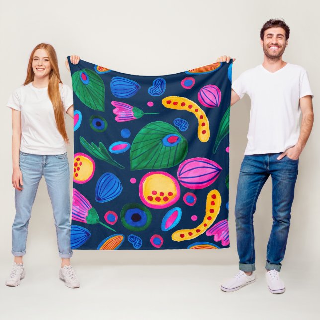 Cobertor De Velo Patrón boho pintado a mano azul navy (In Situ)