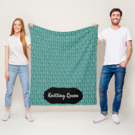 Cobertor De Velo Patterno da Rainha Agulha de tricô +Etiqueta Teal 