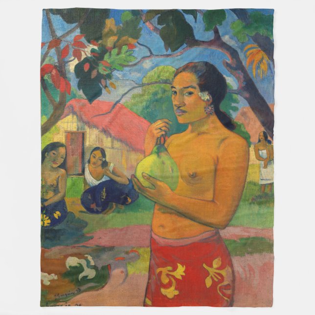 Cobertor De Velo Paul Gauguin - Mulher segurando uma Fruta (Frente)