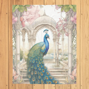 Cobertor De Velo Pavão de jardim floral em estilo indiano vintage