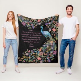 Cobertor De Velo Pavão Elegante com Flores como Cauda e Mensagem