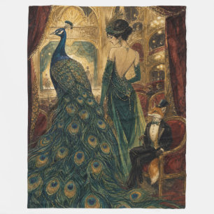 Cobertor De Velo Pavão na Ópera Arte de Pássaro Glamour Vintage