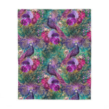 Pavões Vintage Roxo Azul Esverdeado Antigo Elegant