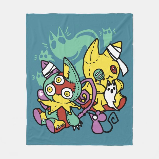 Cobertor De Velo Paw-sitively Frightful | Monstrous Cats Halloween  (Frente)