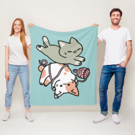 Cobertor De Velo Paws and Play – Adorable Cat Illustration