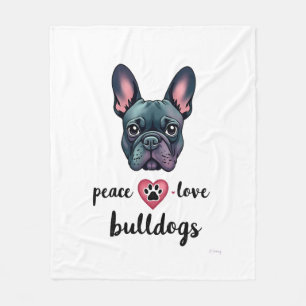 Cobertor De Velo Paz Amor Bulldogs Vintage Galáxia Bulldog Francês
