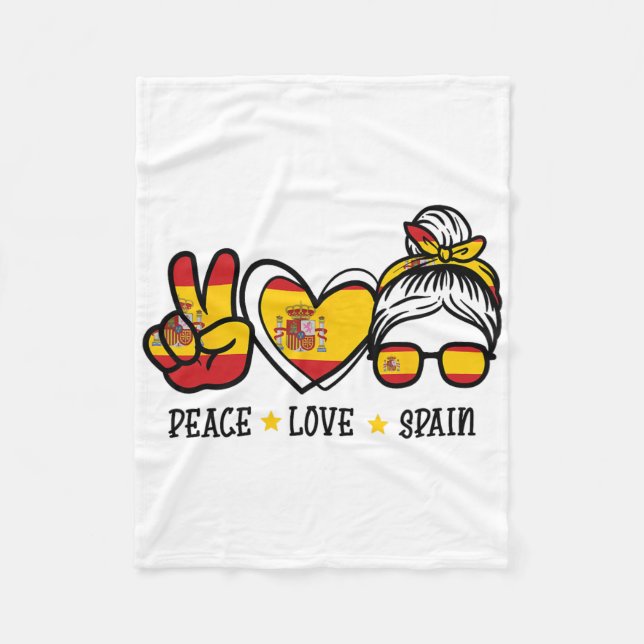 Cobertor De Velo Paz Amor Espanha Coque Sujo Fã de Futebol Espanhol (Frente)