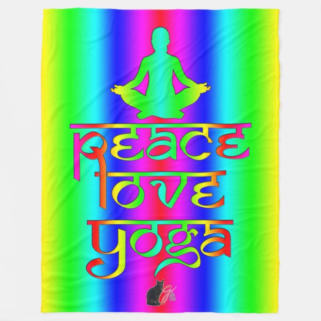 Cobertor De Velo Paz Amor Yoga Intencões Arco-íris (Frente)