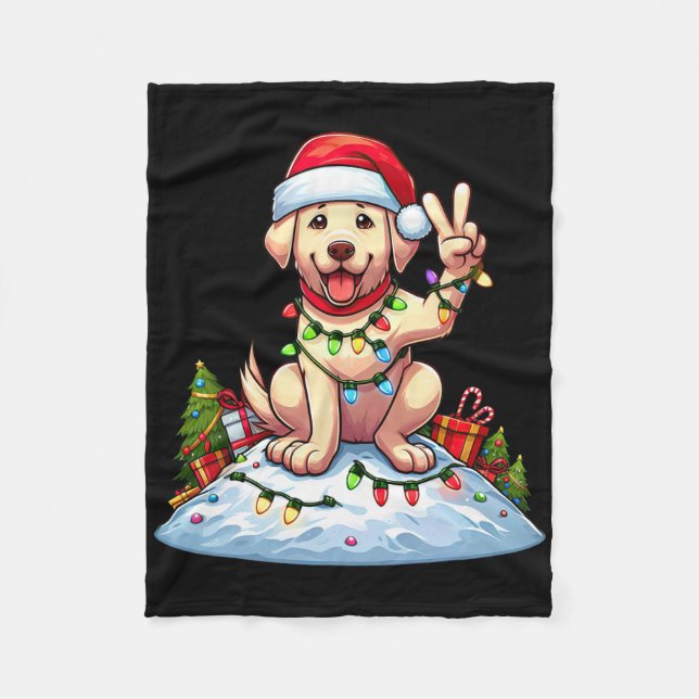 Cobertor De Velo Paz Labrador Retriever Luzes De Natal Venham (Frente)