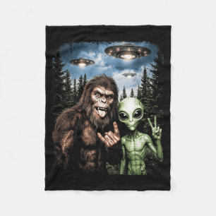 Cobertor De Velo Pé Grande Alien Selfie Sinal de Paz Divertido OVNI