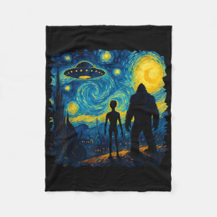 Cobertor De Velo Pé Grande Alienígena Ovni Van Gogh Noite Estrelada