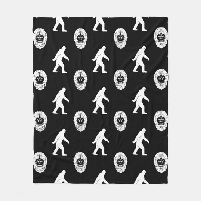 Cobertor De Velo Pé Grande Sasquatch Preto e Branco (Frente)