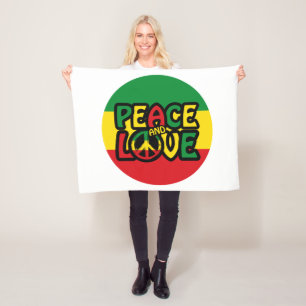 Cobertor De Velo PEACE and LOVE, estilo reggag