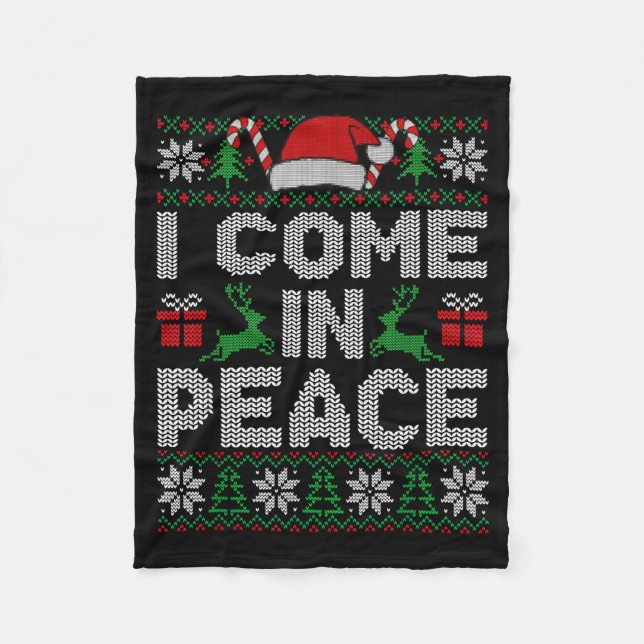 Cobertor De Velo Peace I Come In Peace Couple Matching Ugly Christm (Frente)