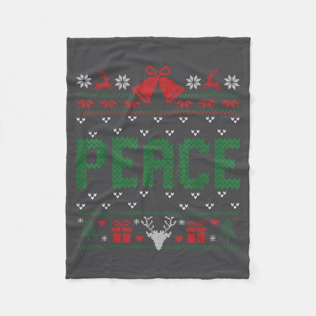 Cobertor De Velo Peace I Come In Peace Couple Matching Ugly Christm (Frente)