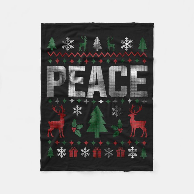 Cobertor De Velo Peace I Come In Peace Couple Matching Ugly Christm (Frente)