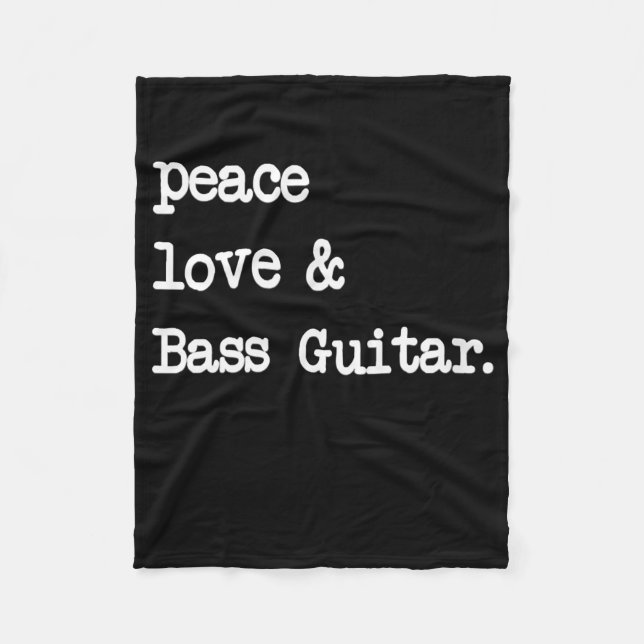 Cobertor De Velo Peace Love & Bass Guitar Musico Guitaris (Frente)