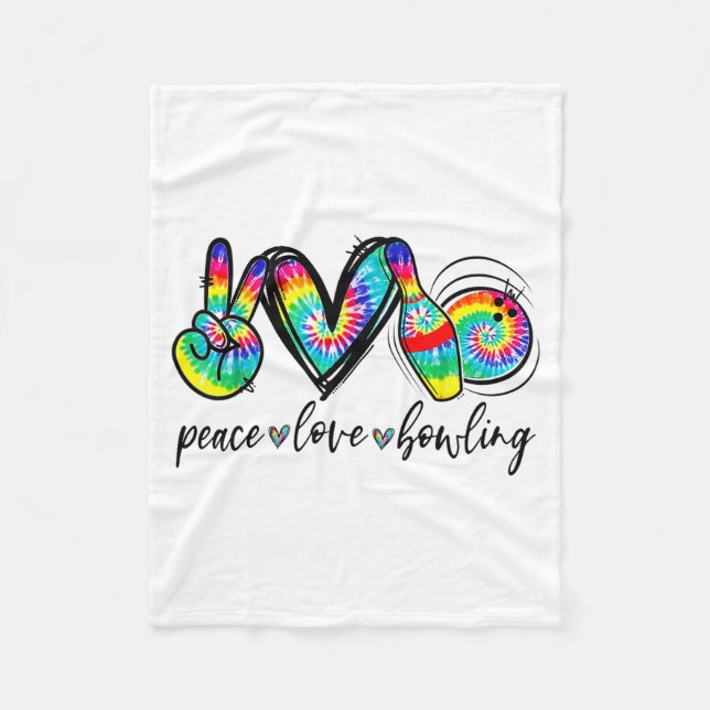 Cobertor De Velo Peace Love Bowling Tie Dye Funny Bowling Lovers  (Frente)