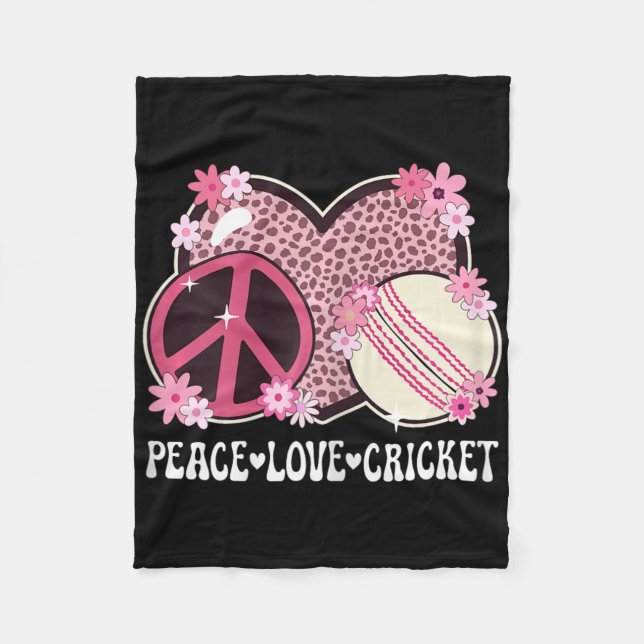 Cobertor De Velo Peace Love Cricket Lover Outfit Cheetah Print Wome (Frente)